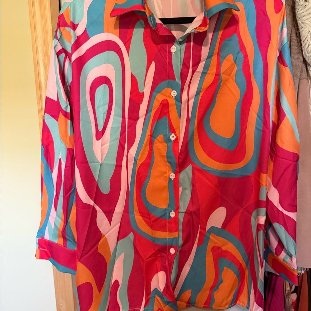 Colorful Abstract Button-Up Shirt - Picture 3 of 5